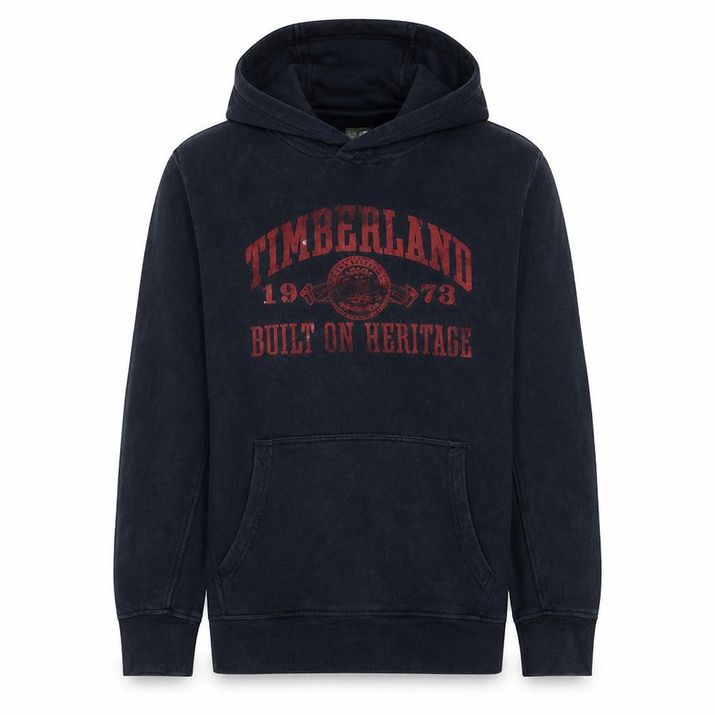 Timberland Men's Blue Pullover Hoodie Medium Regular Fit Graphic Print