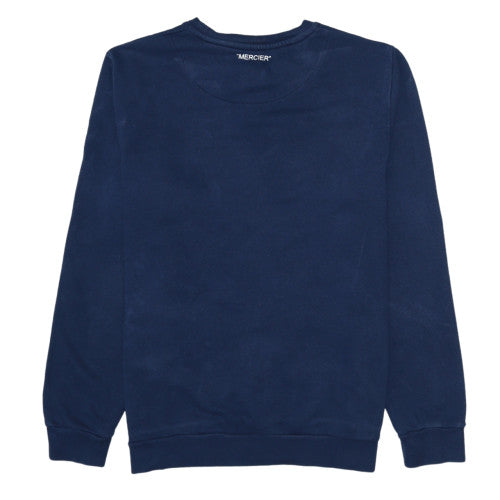 Mercier Mens Navy Blue Crew Neck Sweatshirt Size L Graphic Print