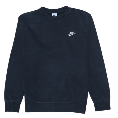 Nike Men's Black Pullover Sweatshirt M Crew Neck Fleece Logo