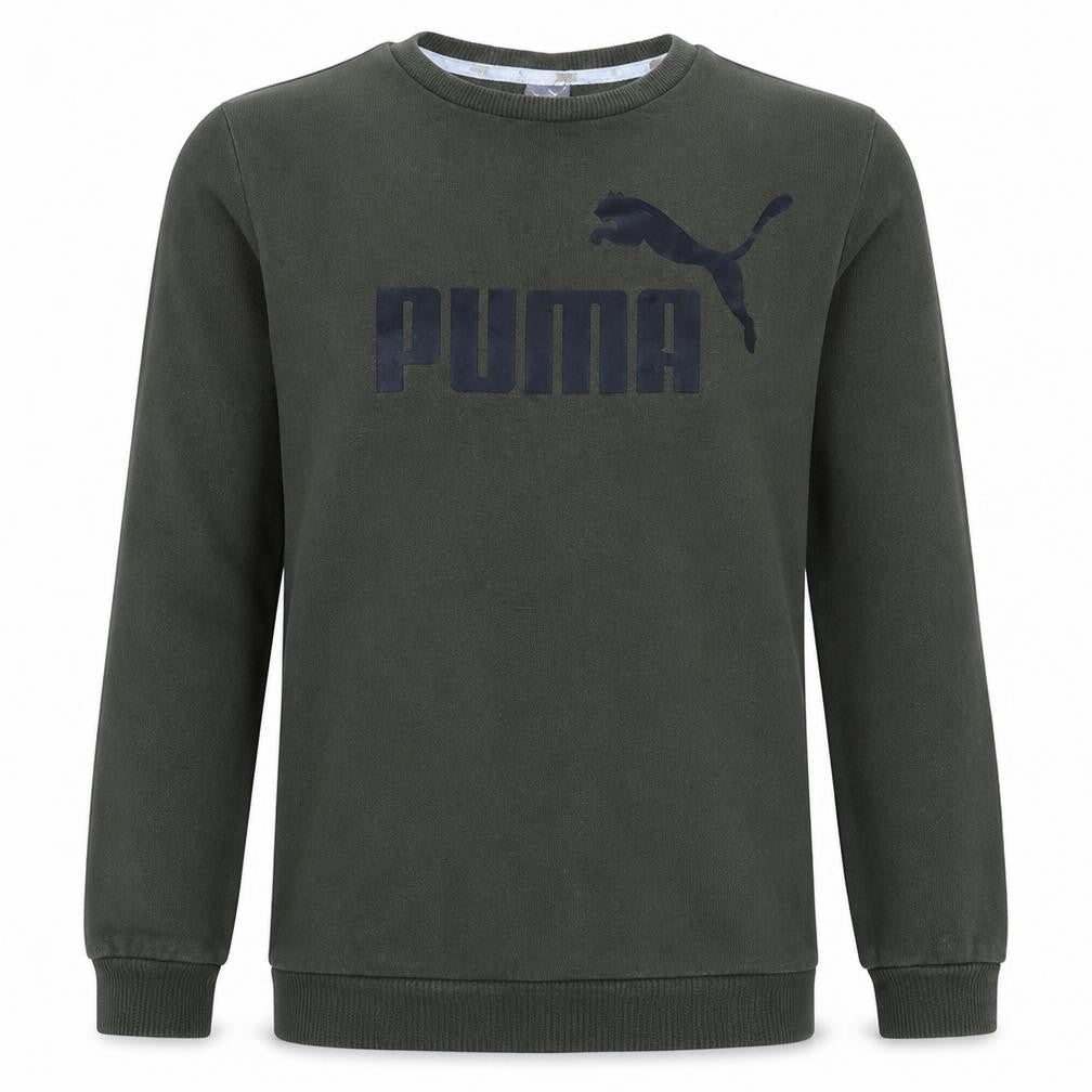 Puma Boys Green Crew Neck Sweatshirt Size 14 Years Fleece Logo Pullover