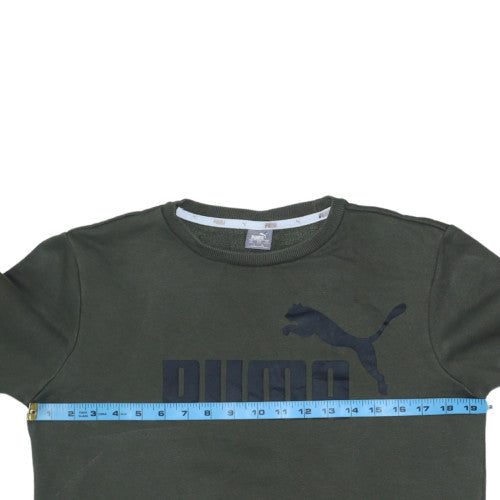 Puma Boys Green Crew Neck Sweatshirt Size 14 Years Fleece Logo Pullover