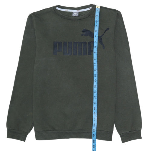 Puma Boys Green Crew Neck Sweatshirt Size 14 Years Fleece Logo Pullover