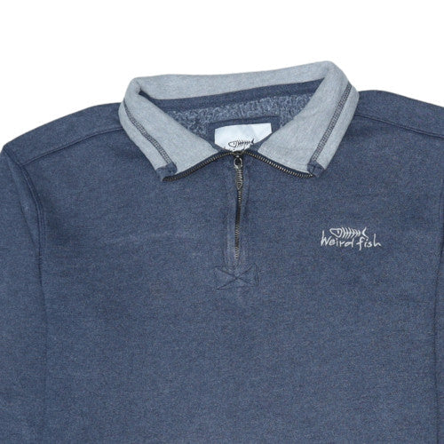 Weird Fish Men's Blue Collared 1/2 Zip Sweatshirt Size M