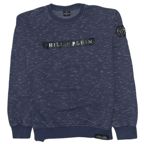 Philipp Plein Men's Blue Logo Crew Neck Pullover Sweatshirt M