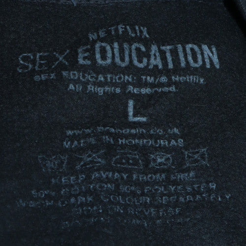 Netflix Sex Education Black Graphic Sweatshirt Women L Cotton Blend