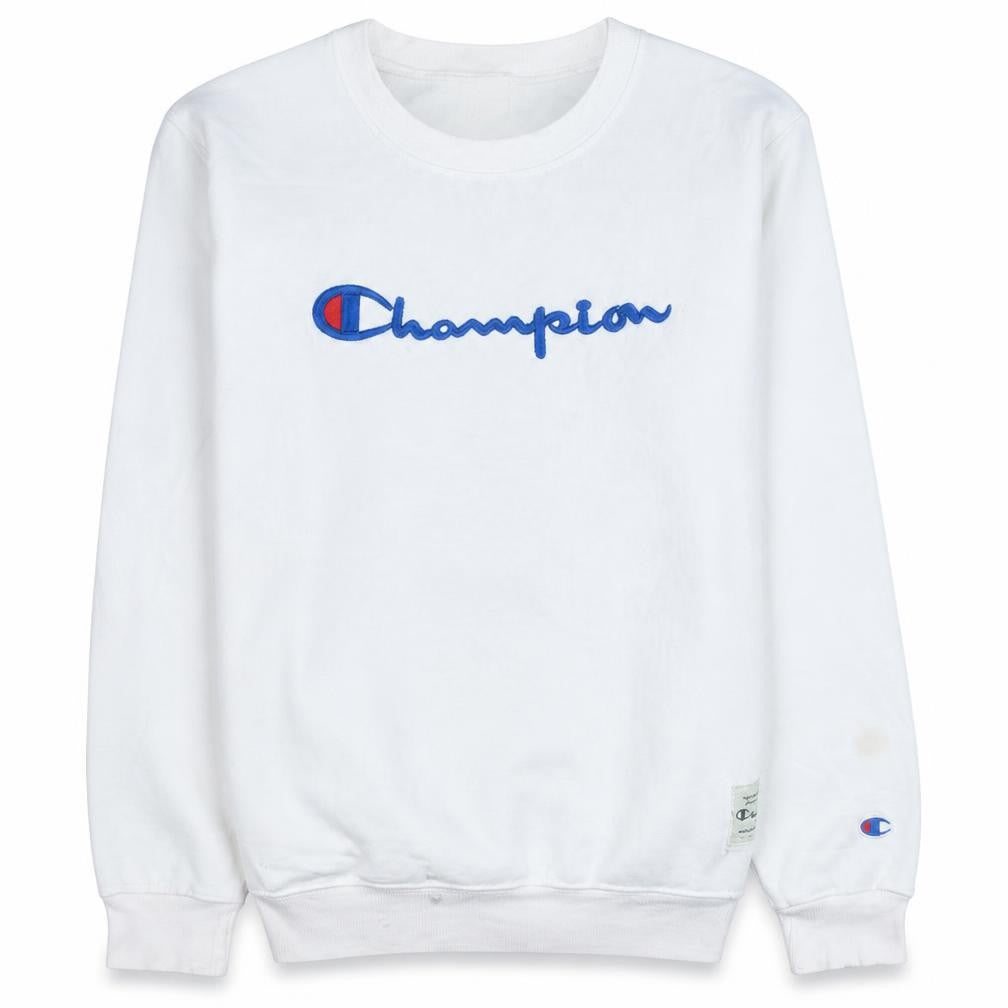 Champion Womens White Medium Crew Neck Pullover Sweatshirt