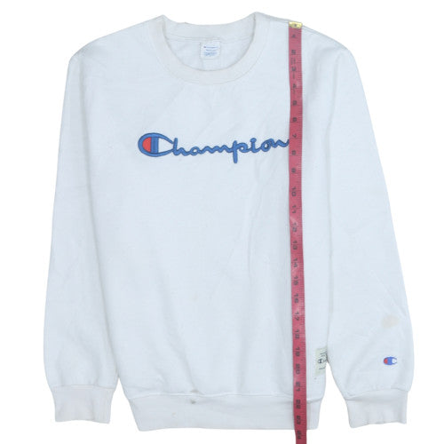 Champion Womens White Medium Crew Neck Pullover Sweatshirt
