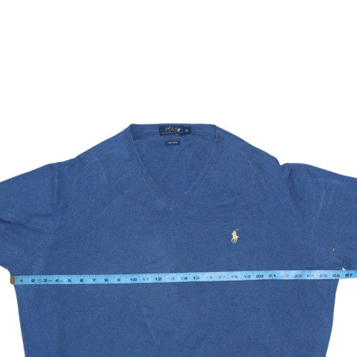 Polo Ralph Lauren Men's Blue XL V-Neck Cashmere Jumper