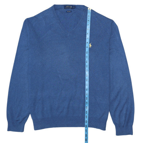 Polo Ralph Lauren Men's Blue XL V-Neck Cashmere Jumper