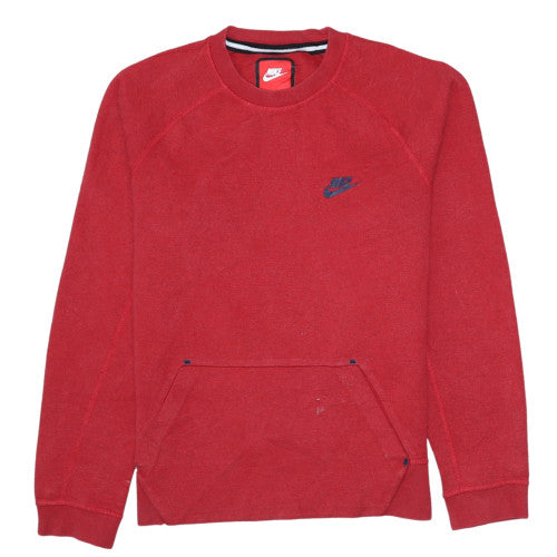 Nike Men's Red Crew Neck Fleece Sweatshirt Small Regular Fit