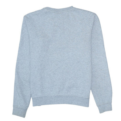 Brand and care label for Fila men’s grey small crew neck pullover sweatshirt
