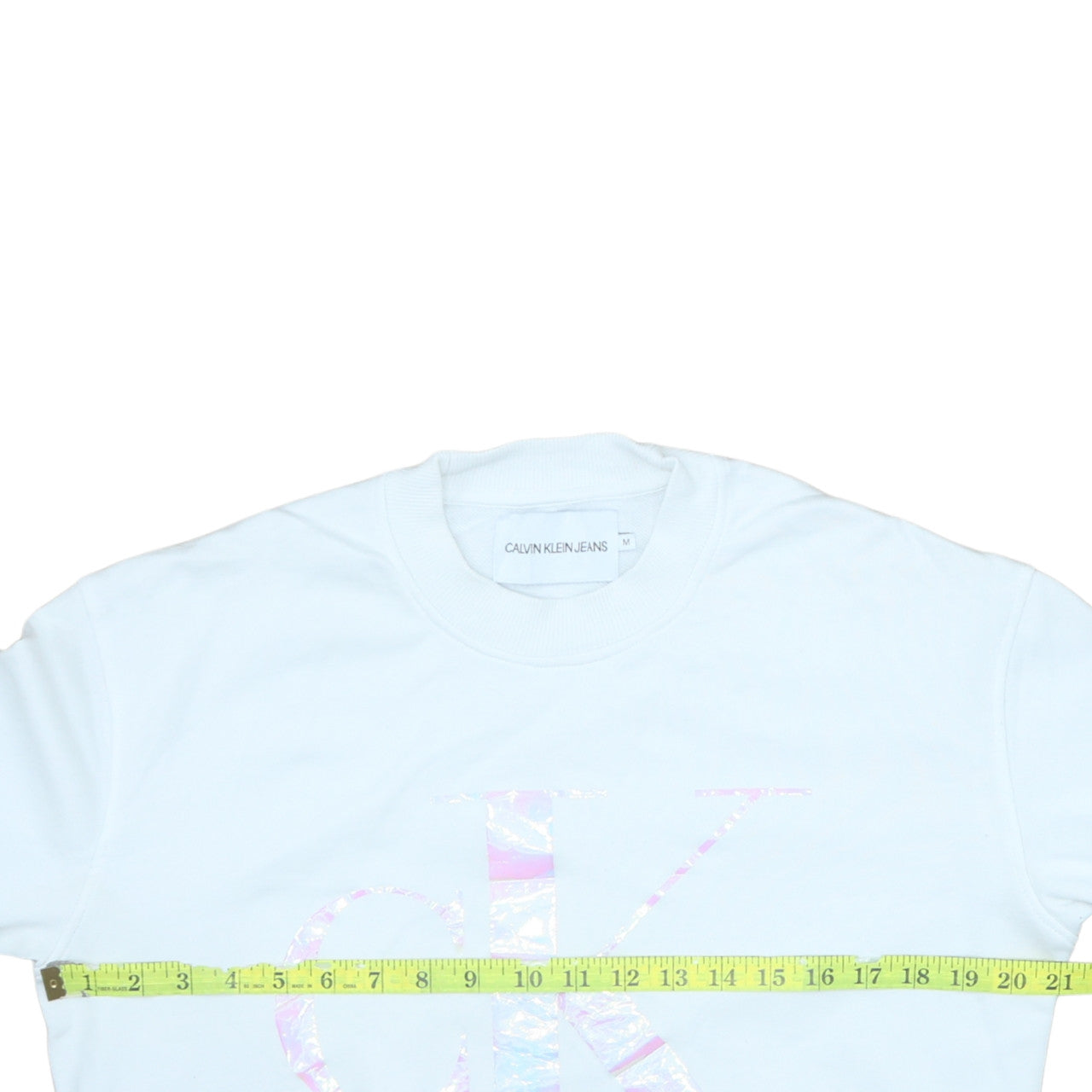 Calvin Klein Jeans Womens White Cotton Logo Sweatshirt M