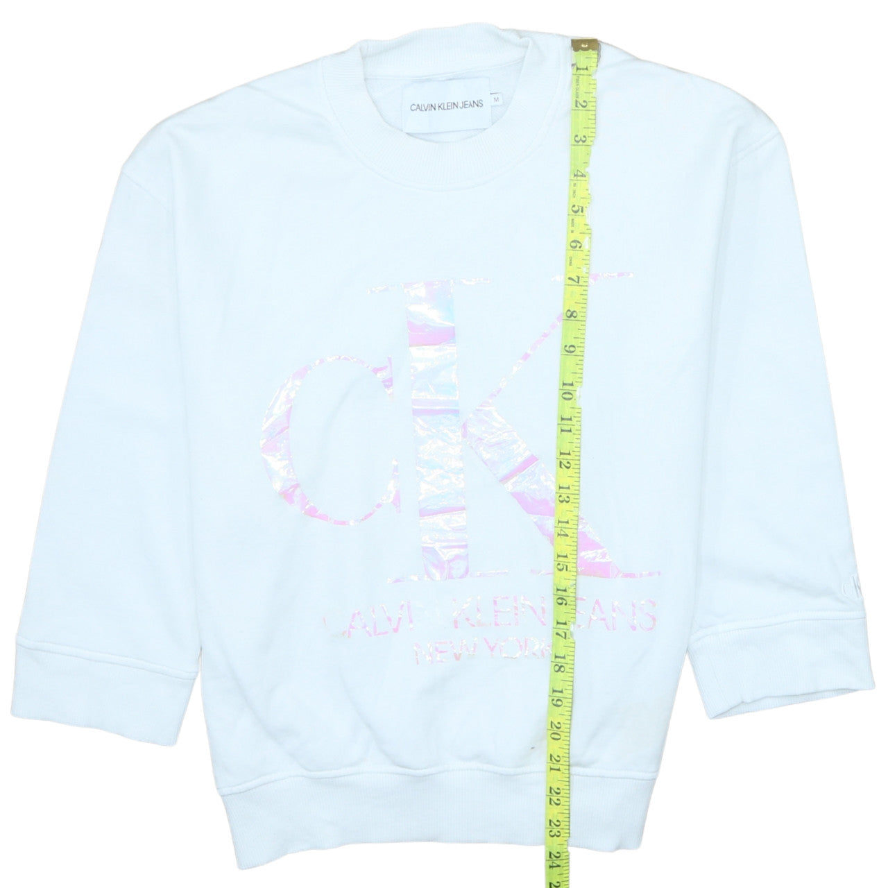 Calvin Klein Jeans Womens White Cotton Logo Sweatshirt M