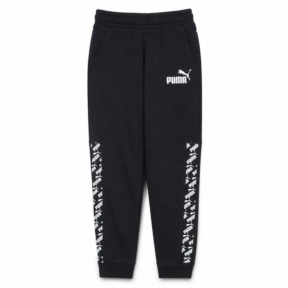 Puma Boys Black Jogger Sweatpants 13-14 Years Regular Fit Elastic Waist