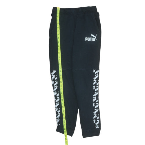 Puma Boys Black Jogger Sweatpants 13-14 Years Regular Fit Elastic Waist