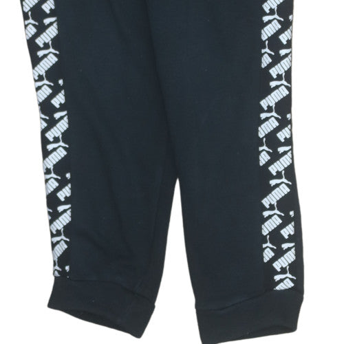 Puma Boys Black Jogger Sweatpants 13-14 Years Regular Fit Elastic Waist