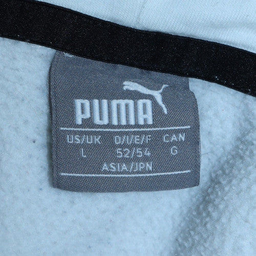Puma Men's White Pullover Hoodie L Sports Logo Fleece Sweatshirt