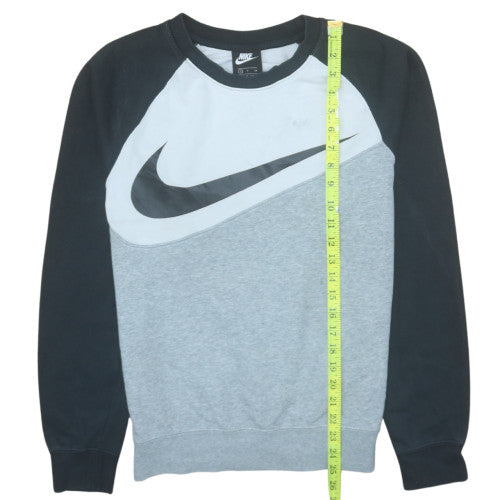 Nike Men's Grey Pullover Sweatshirt Small Logo Crew Neck Sports Top