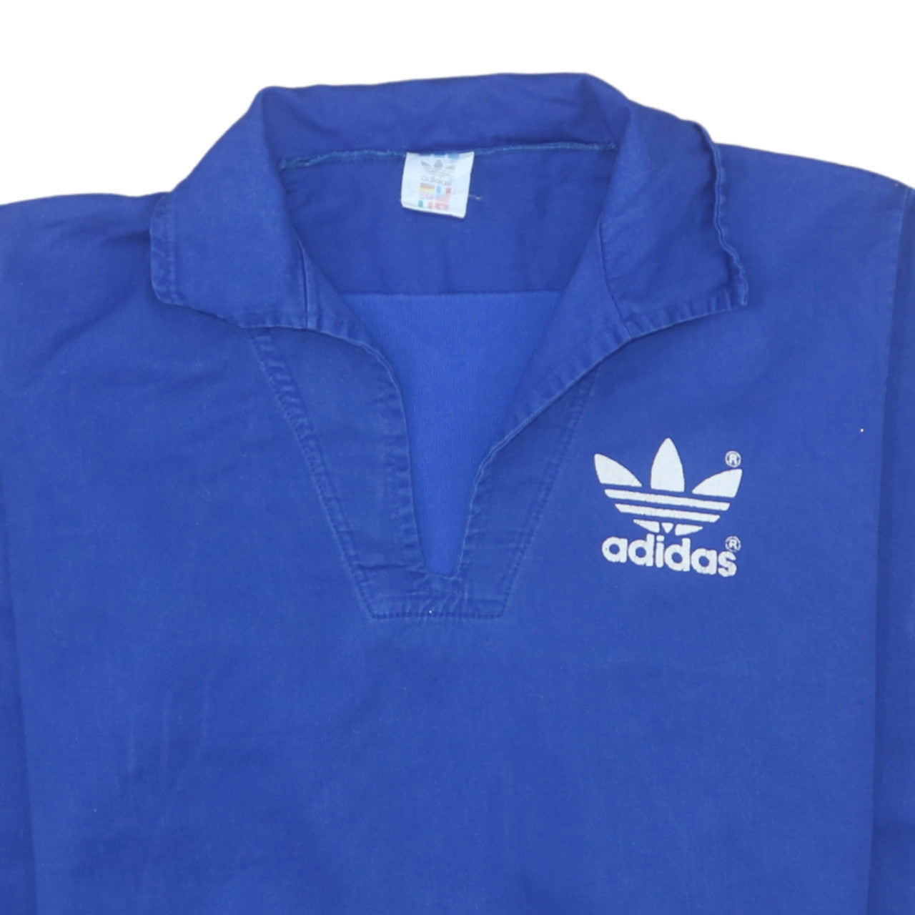 Adidas Womens Blue Henley Pullover Sweatshirt Size 14 Classic Cotton Logo