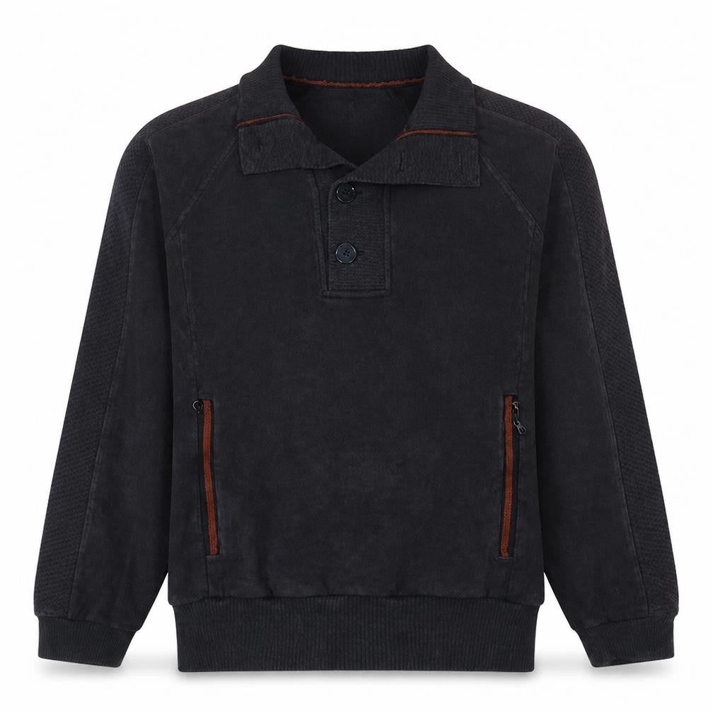 Armani Jeans Men's Black M Henley Sweatshirt with Buttons