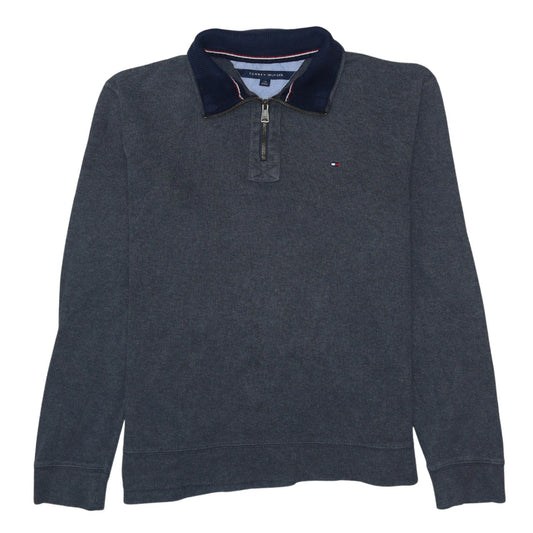 Tommy Hilfiger Mens Grey 1/2 Zip Collared Cotton Jumper L