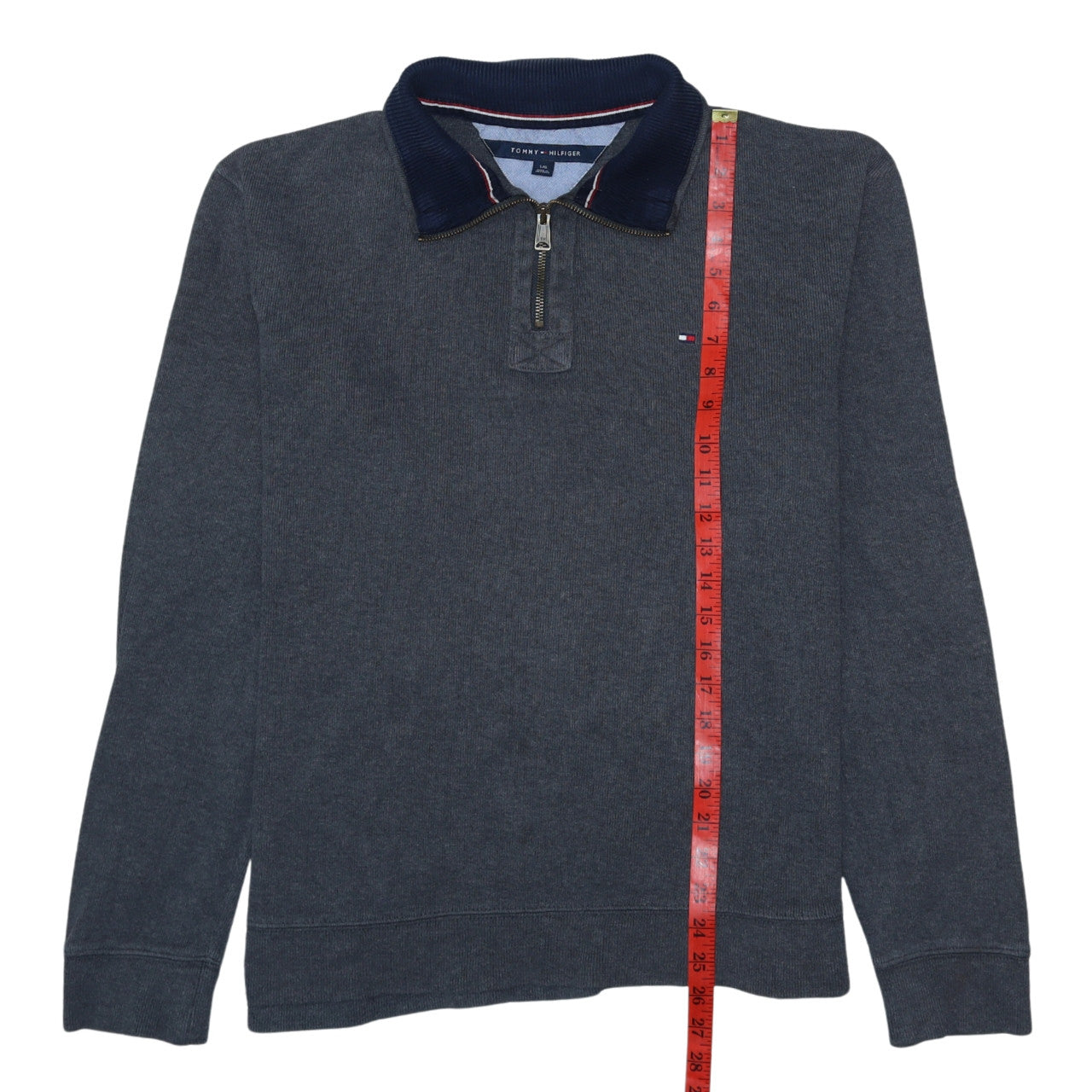 Tommy Hilfiger Mens Grey 1/2 Zip Collared Cotton Jumper L