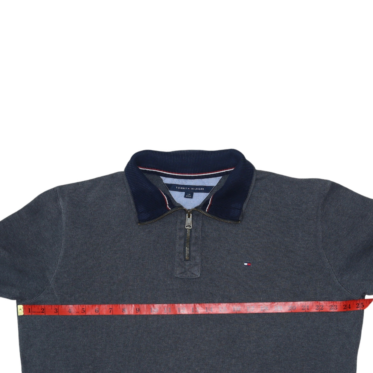 Tommy Hilfiger Mens Grey 1/2 Zip Collared Cotton Jumper L