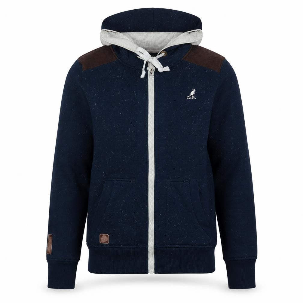Kangol Men's Blue Small Full Zip Hoodie with Logo Detail