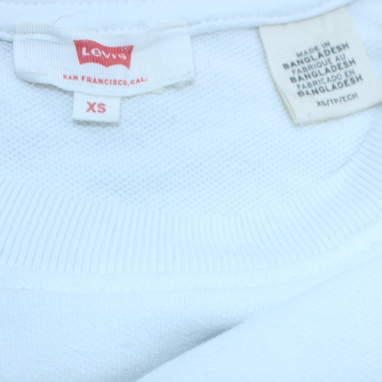 Levi's Men's White XS Pullover Sweatshirt Crew Neck Logo Print