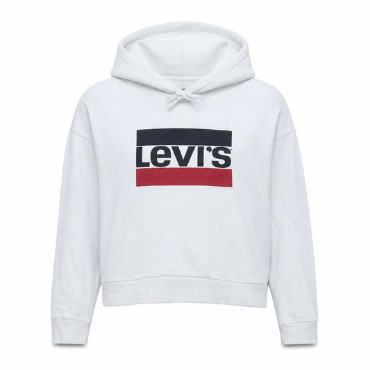 Levi's Womens White Small Pullover Hoodie with Logo Print