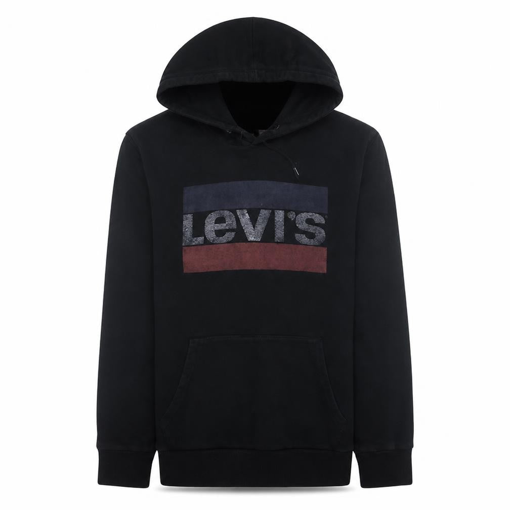 Levi's Men's Black Pullover Hoodie M Graphic Logo Fleece Sweatshirt
