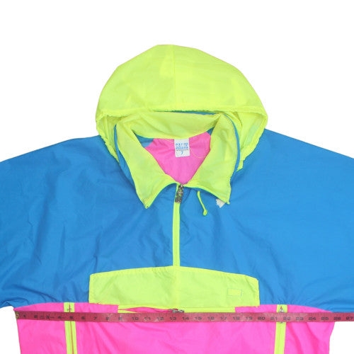 Salik International Womens Multicoloured Size 14 80s Retro Hooded Anorak Jacket