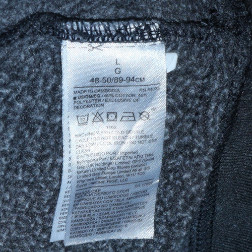 GAP Men's Black Hoodie L Pullover American Flag Logo Cotton Blend