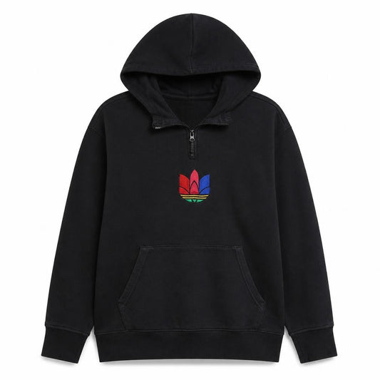 Adidas Originals Womens Black XS 1/4 Zip Hooded Sweatshirt
