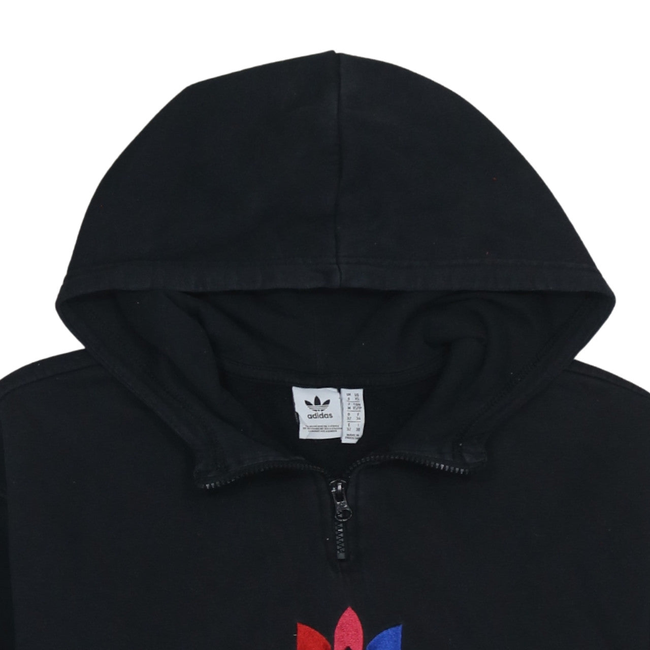 Adidas Originals Womens Black XS 1/4 Zip Hooded Sweatshirt