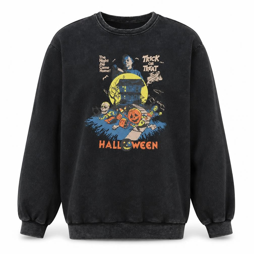 Comfort Colors Men's Black Halloween Graphic Pullover Sweatshirt M
