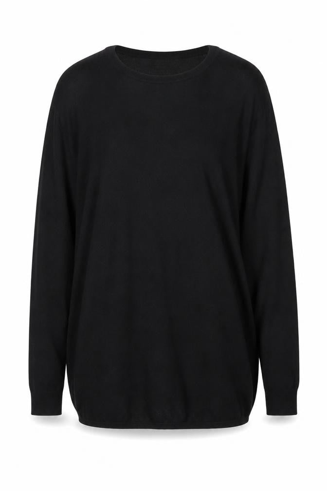 Zara Women Black Cotton Knit Long Sleeve Pullover Jumper Size 12
