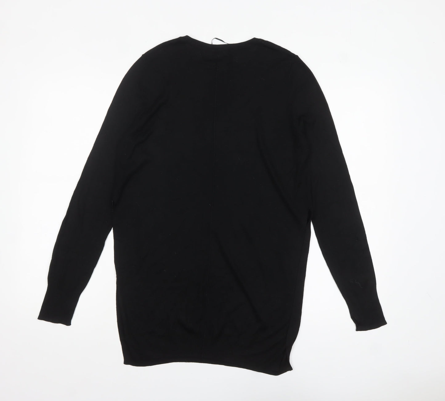 Zara Women Black Cotton Knit Long Sleeve Pullover Jumper Size 12