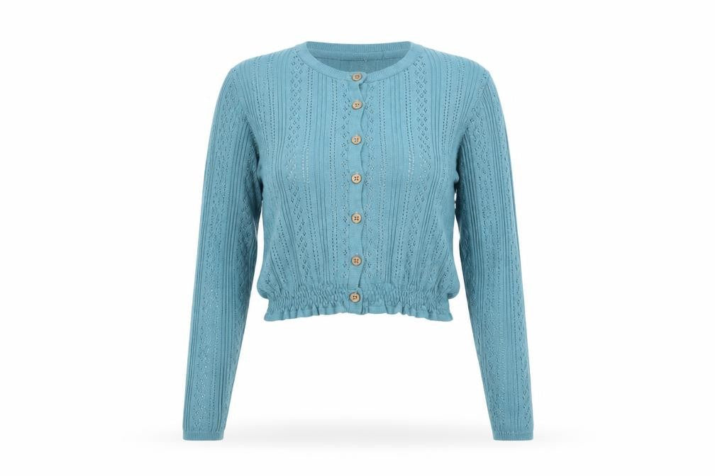 Tunsia Textiles Women's Blue Knit Button Cardigan Size S