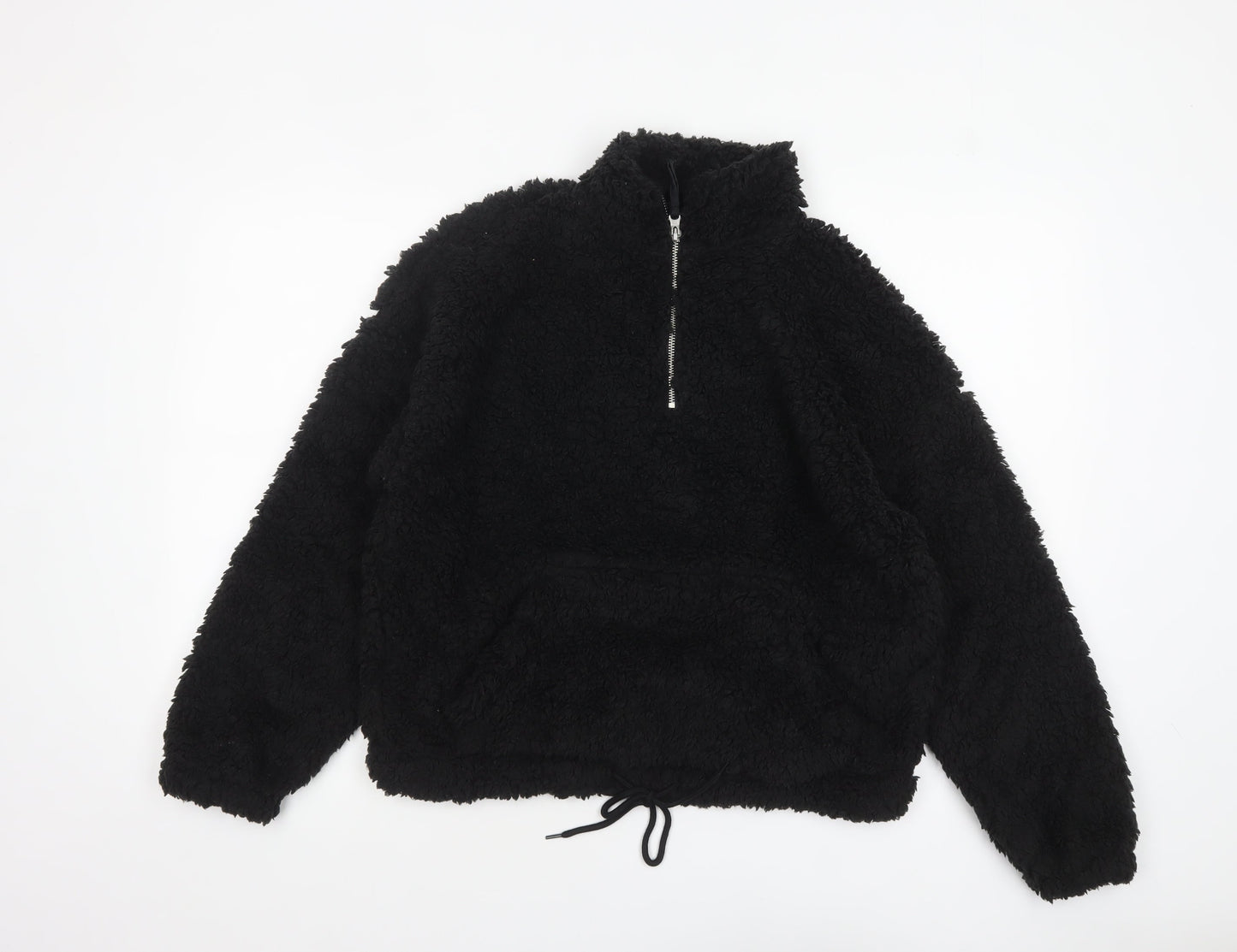 New Look Women Black Fleece 1/2 Zip Pullover Hoodie Size M