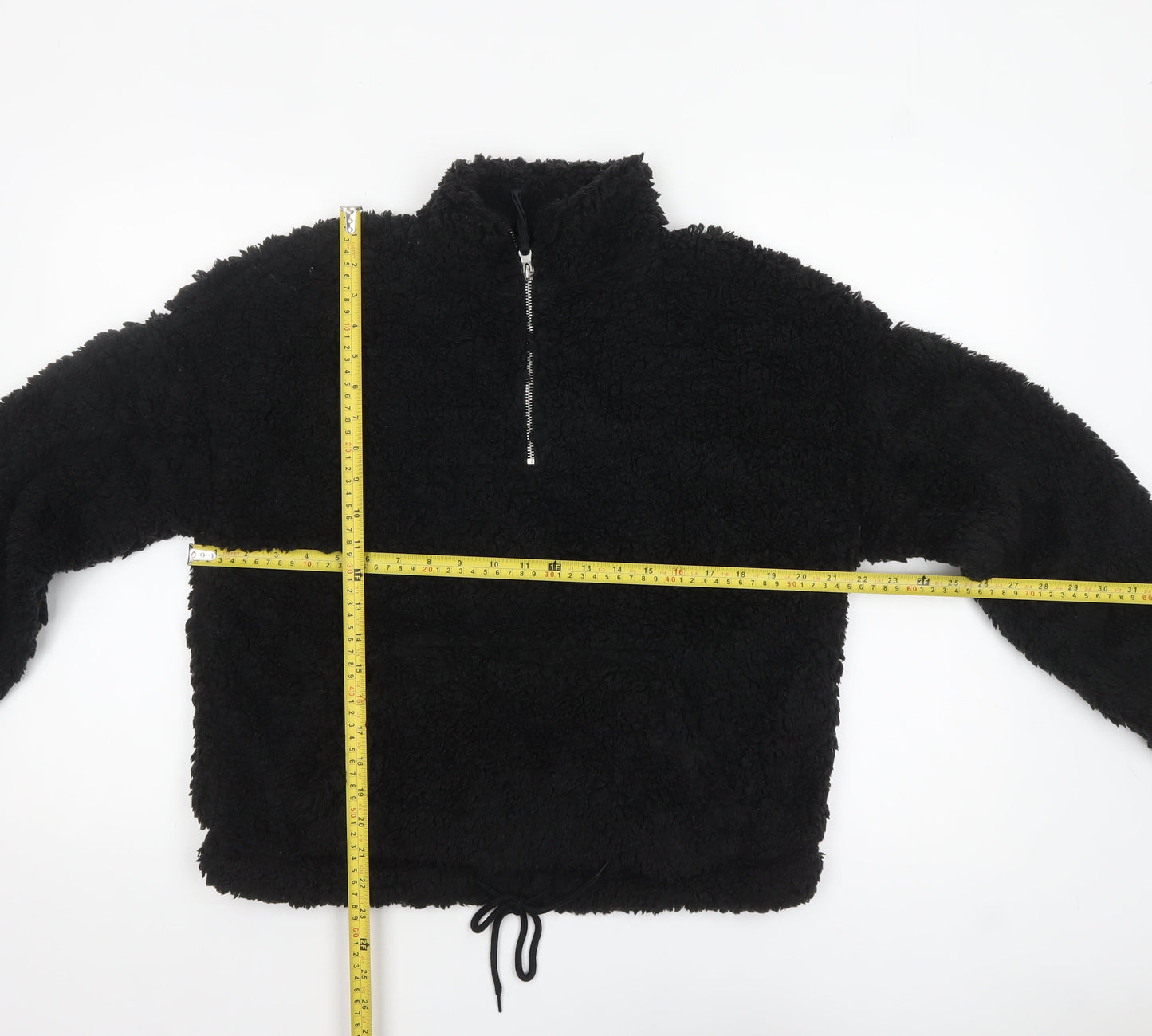 New Look Women Black Fleece 1/2 Zip Pullover Hoodie Size M