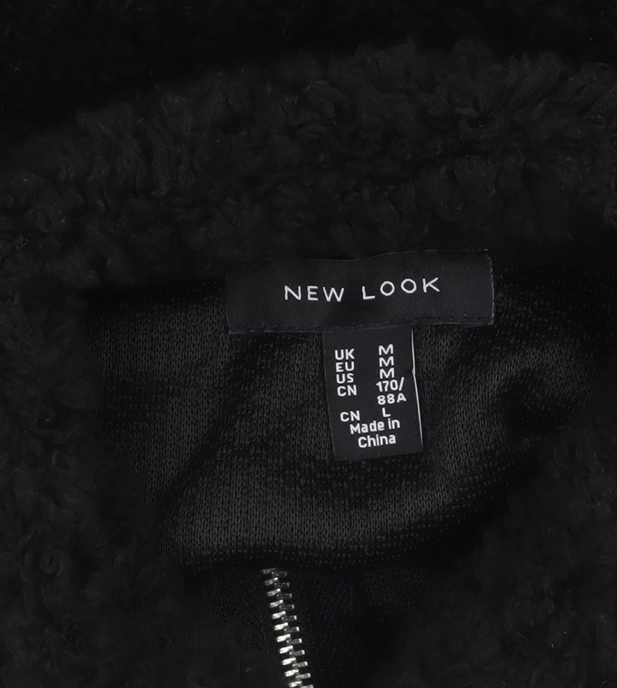 New Look Women Black Fleece 1/2 Zip Pullover Hoodie Size M