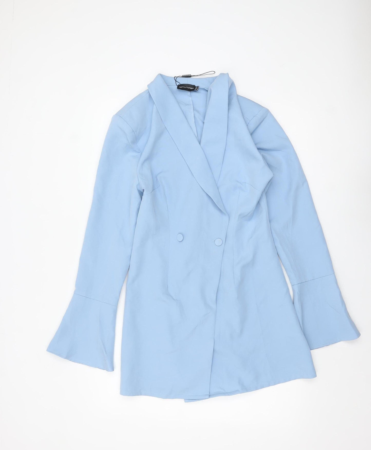 PrettyLittleThing Women Blue Blazer Jacket UK 12 Long Sleeve Double-Breasted