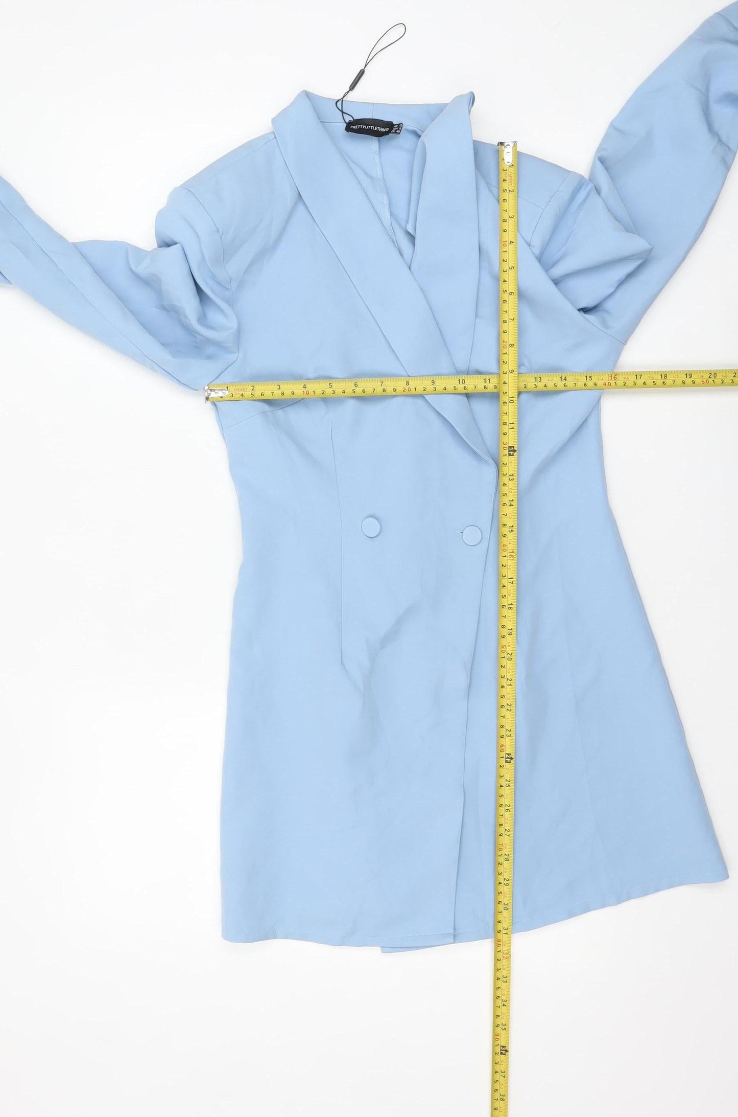 PrettyLittleThing Women Blue Blazer Jacket UK 12 Long Sleeve Double-Breasted