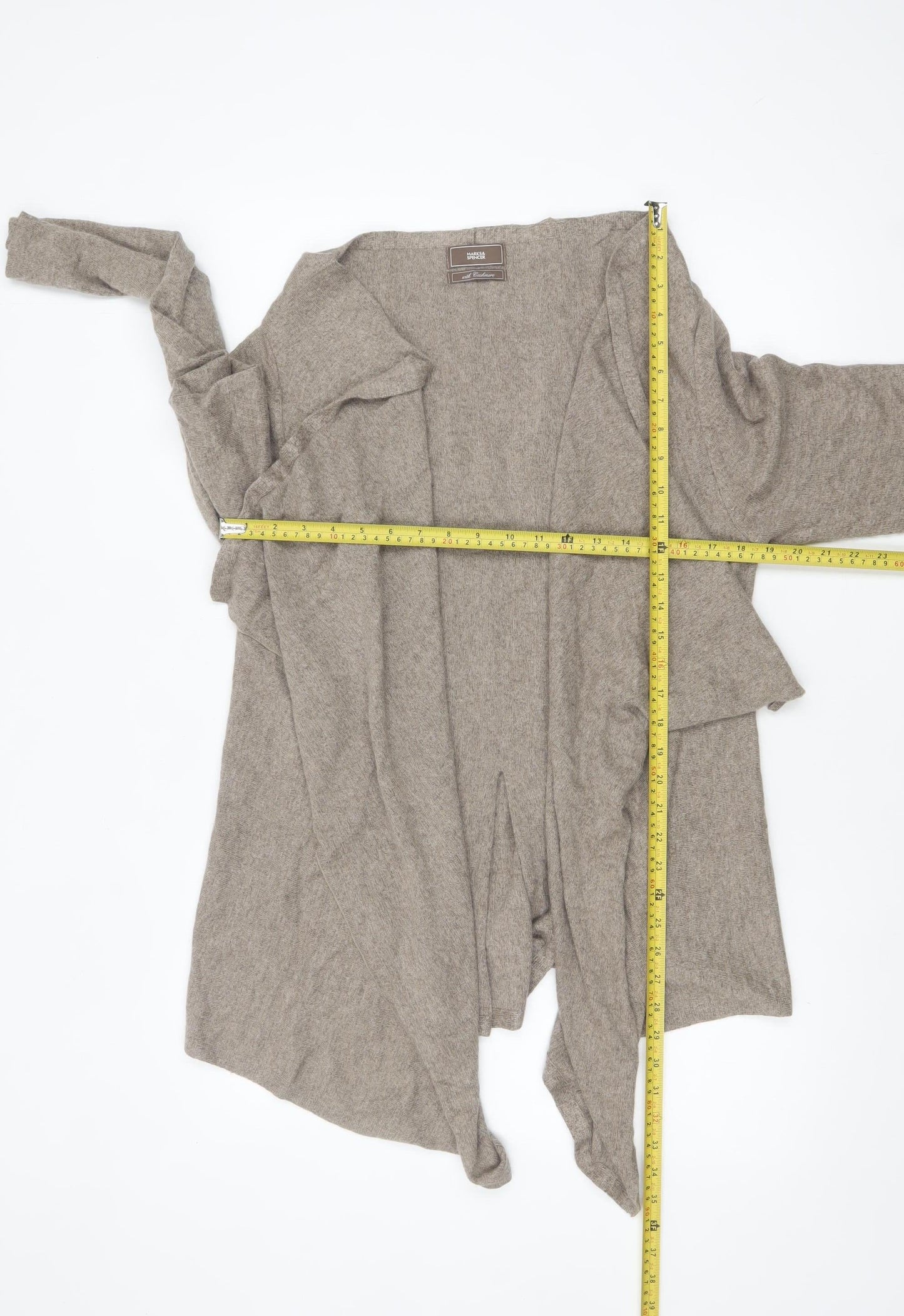 Marks and Spencer Women’s Beige Angora Cashmere Blend Long Sleeve Cardigan Size 16-18