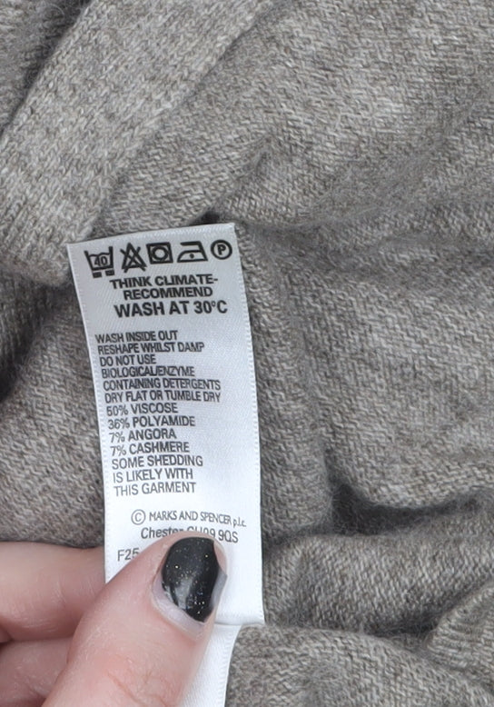 Marks and Spencer Women’s Beige Angora Cashmere Blend Long Sleeve Cardigan Size 16-18