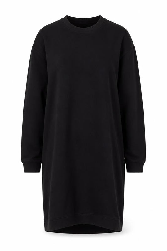 Zara Women Black Size 12 Long Sleeve Cotton T-Shirt Dress
