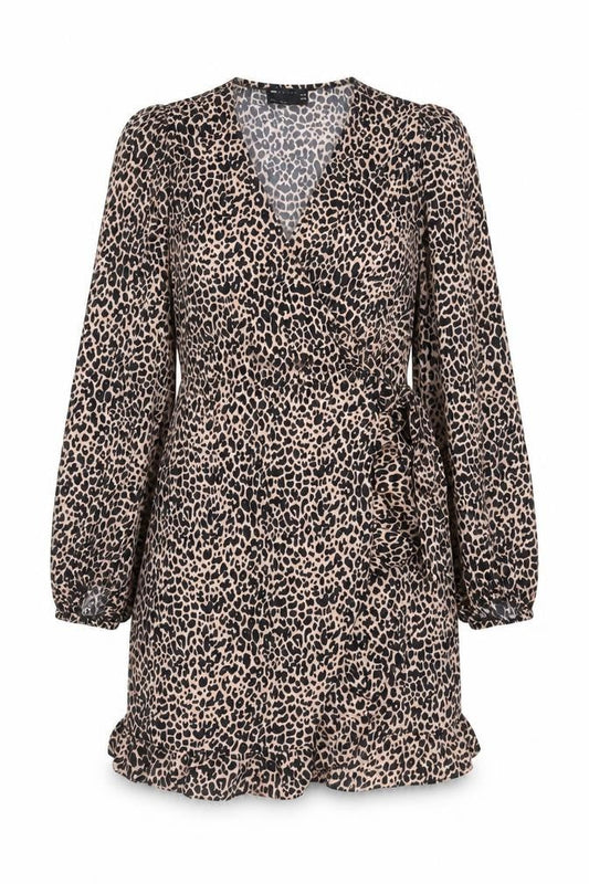 ASOS DESIGN Women’s Beige Leopard Print Wrap Dress Size 16