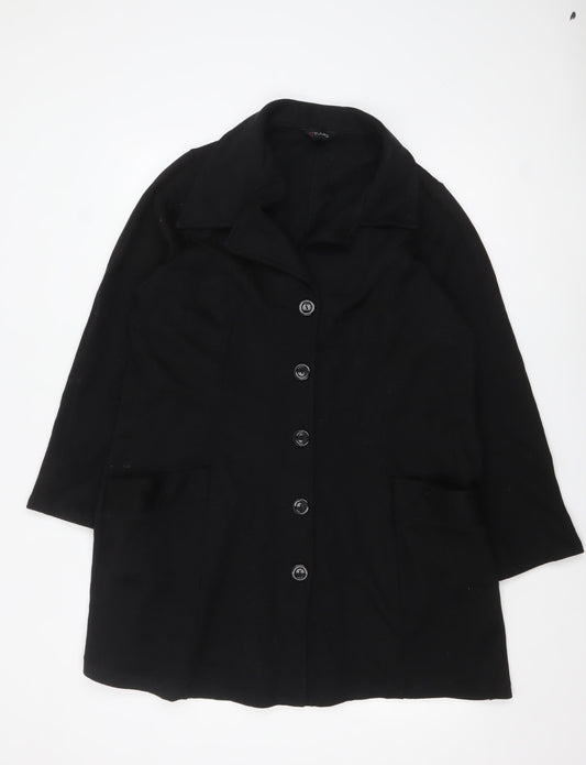 Yours Clothing Womens Black Plus Size 18 Mid-Length Overcoat
