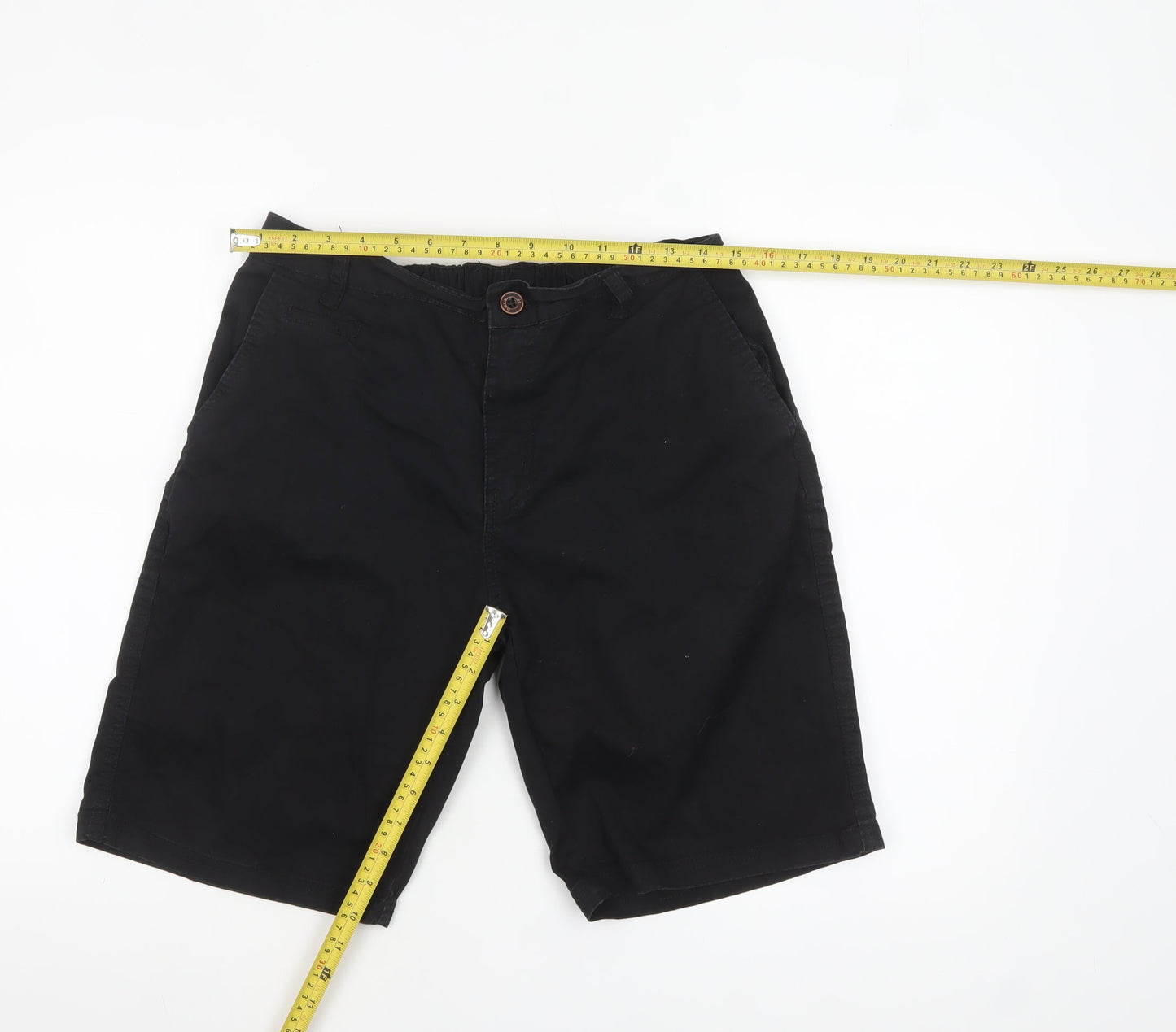 Only13 Mens Black Chino Shorts Size L 34in Regular Fit